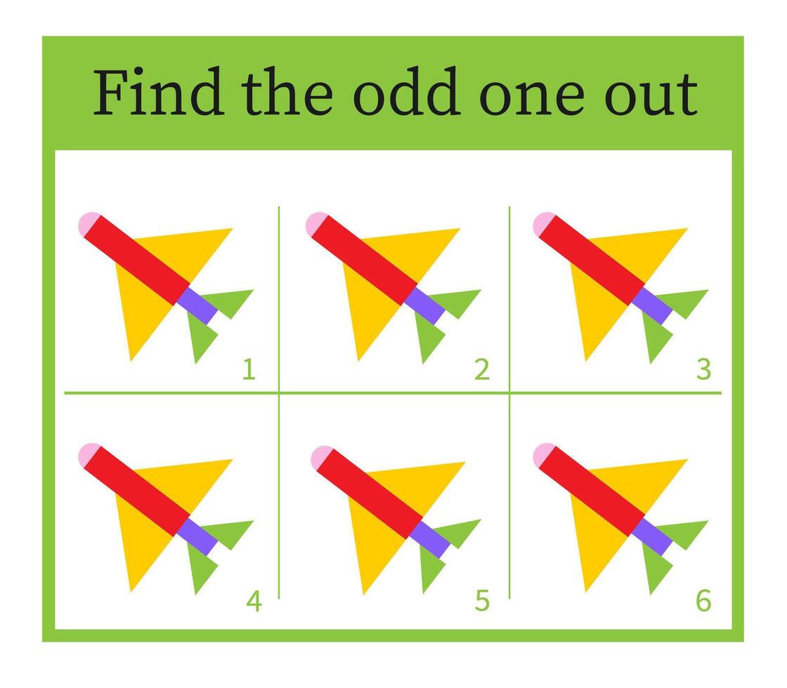 Puzzle game for children. Task for development of attention and logic. Cartoon rocketship. vector