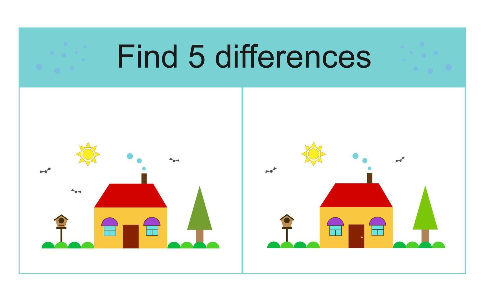 Find 5 differences. Logic game for kids vector