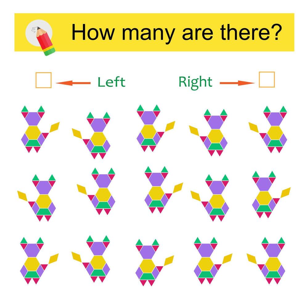 Math activity for kids. Developing numeracy skills. Cartoon animal. vector