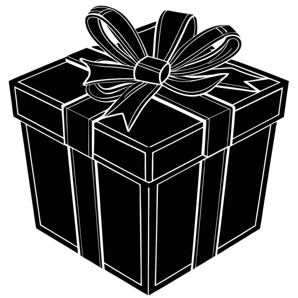 Elegant Black Gift Box with Bow A Perfect Present Illustration vector