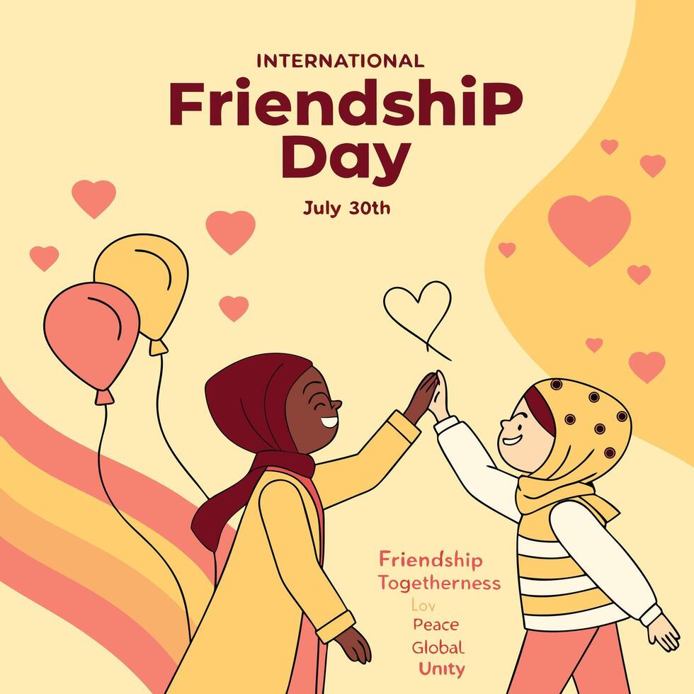 Happy International Friendship Day Best wishes, images, messages and greetings to share. vector