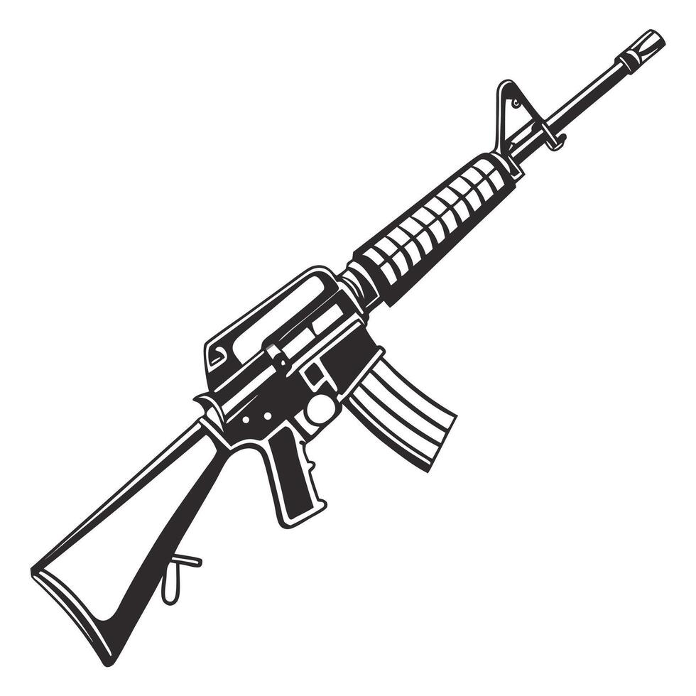 silhouette m16 gun-black-icon-design vector
