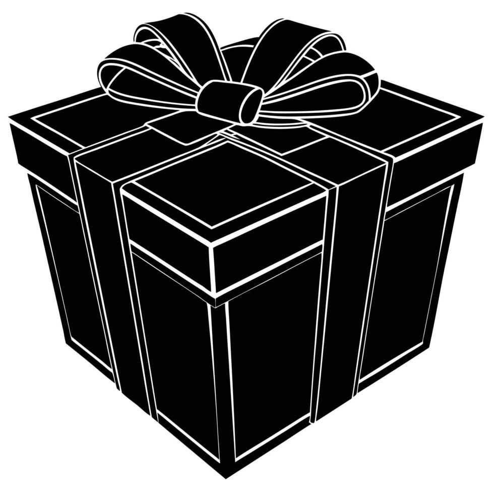 Elegant Black ,Gift Box with Bow A Perfect Present Illustration vector