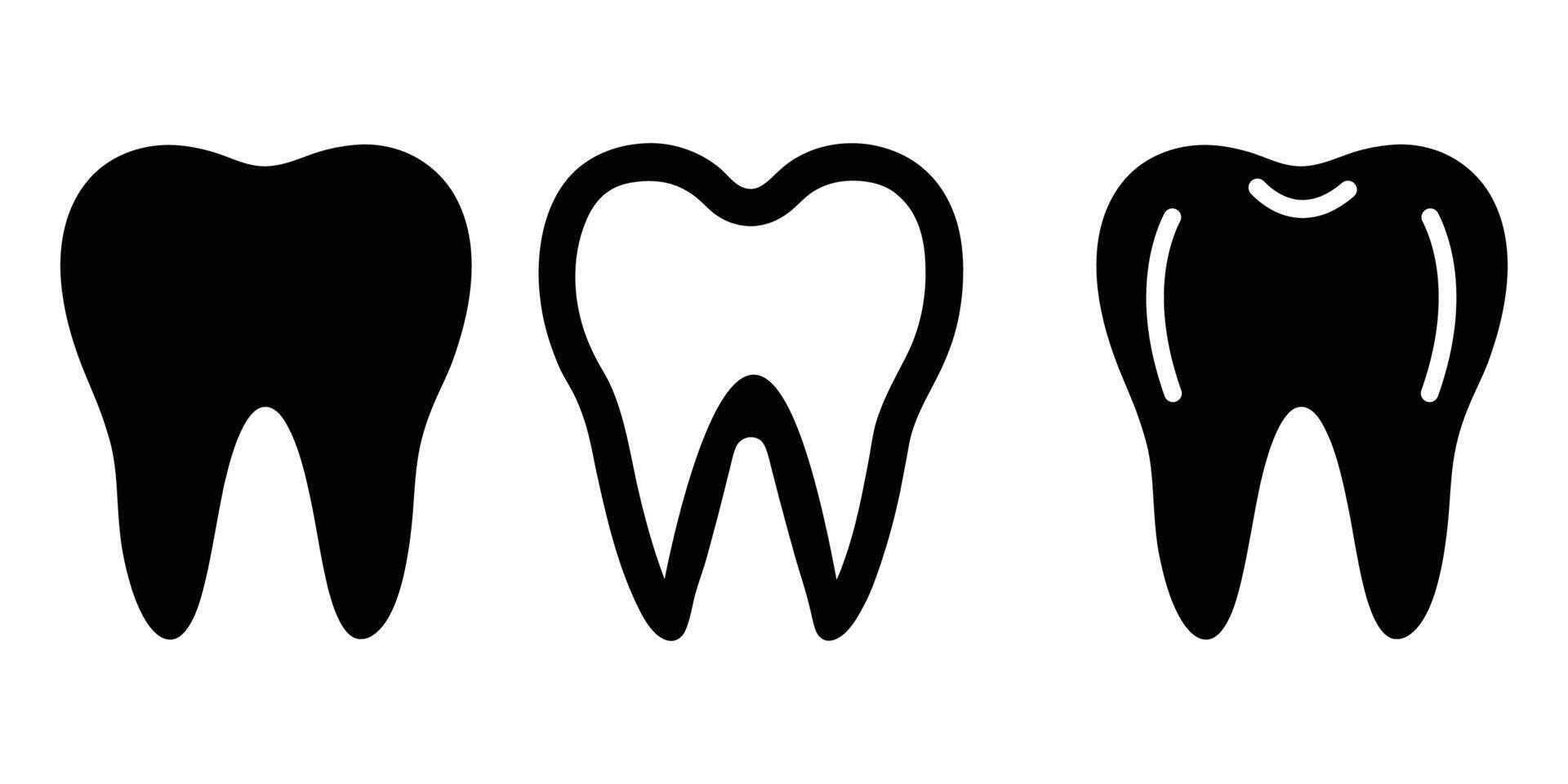 Tooth and Dental Icon Set Silhouette vector