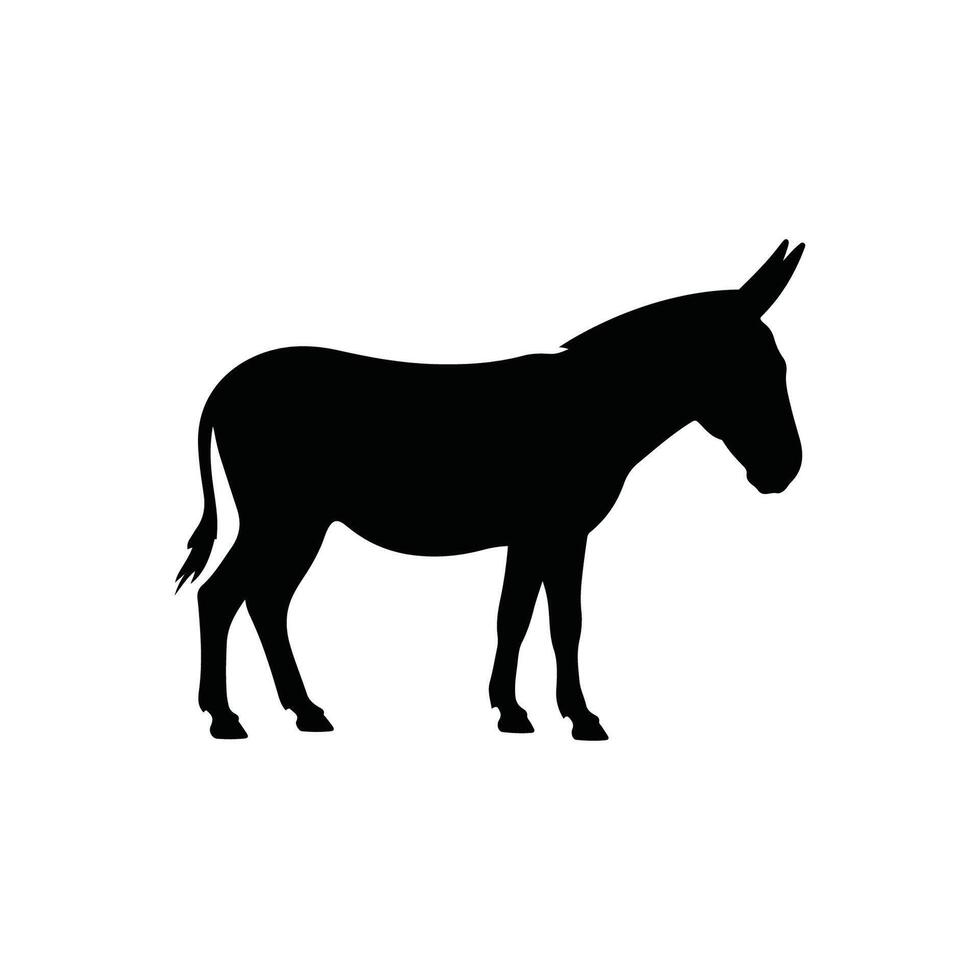 Donkey silhouette illustration on white background vector