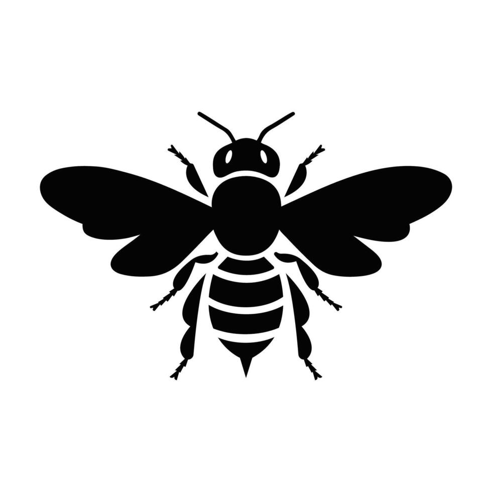 Bee silhouette symbol isolated on white background illustration vector