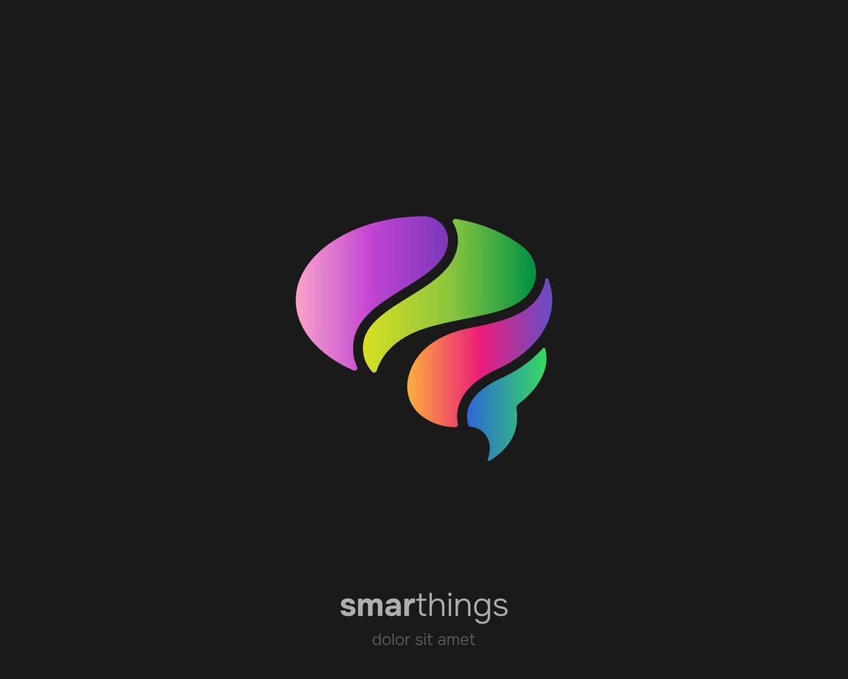 Creative colorful brain logo gradient vector