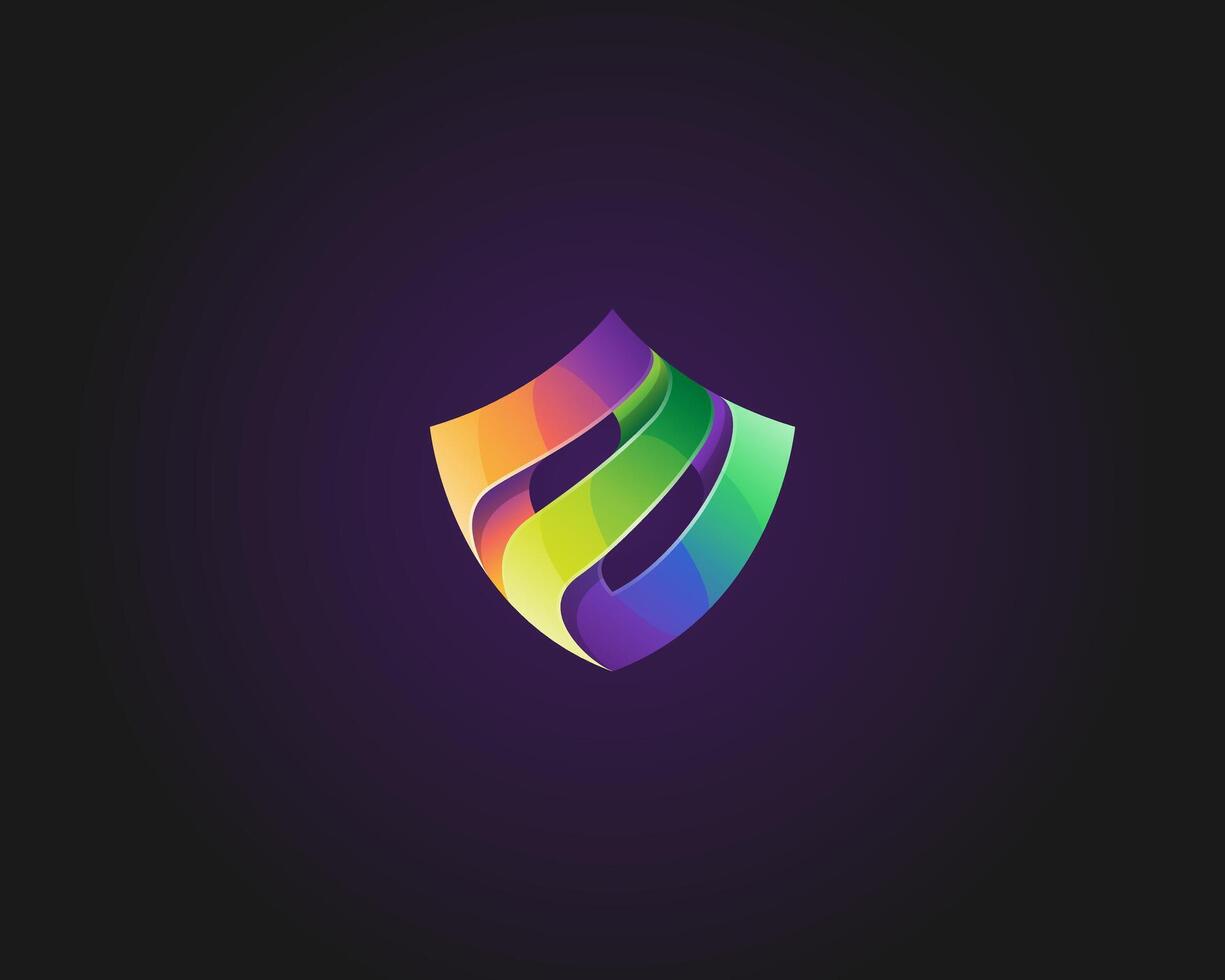 Abstract colorful shield logo gradient vector