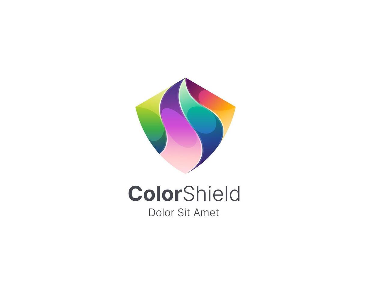 Colorful shield in gradient logo vector