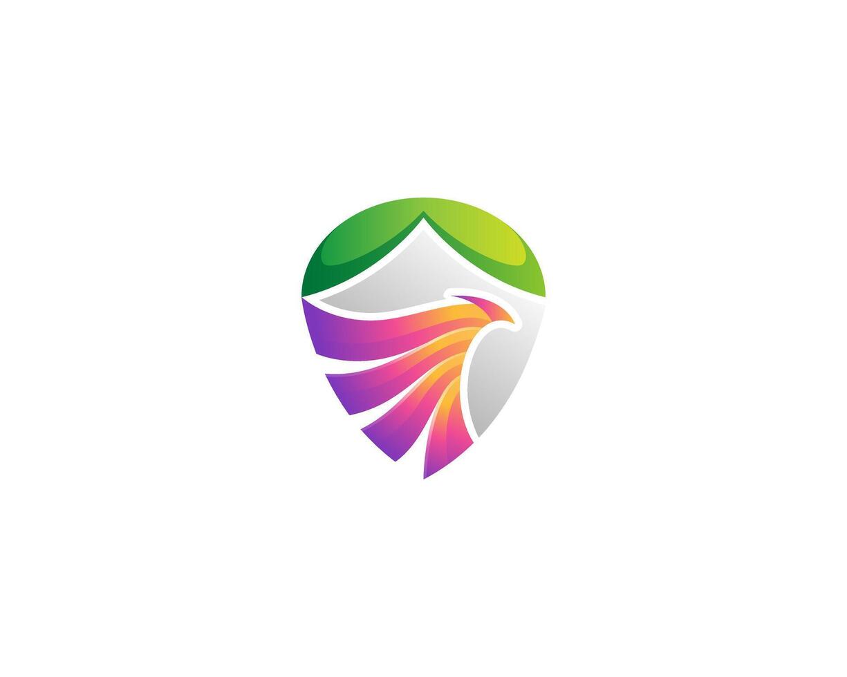 Phoenix and shield gradient logo vector