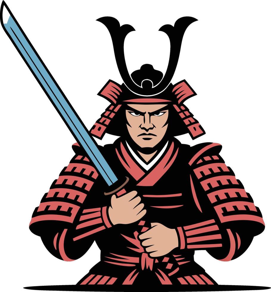 A samurai warrior with sword vector