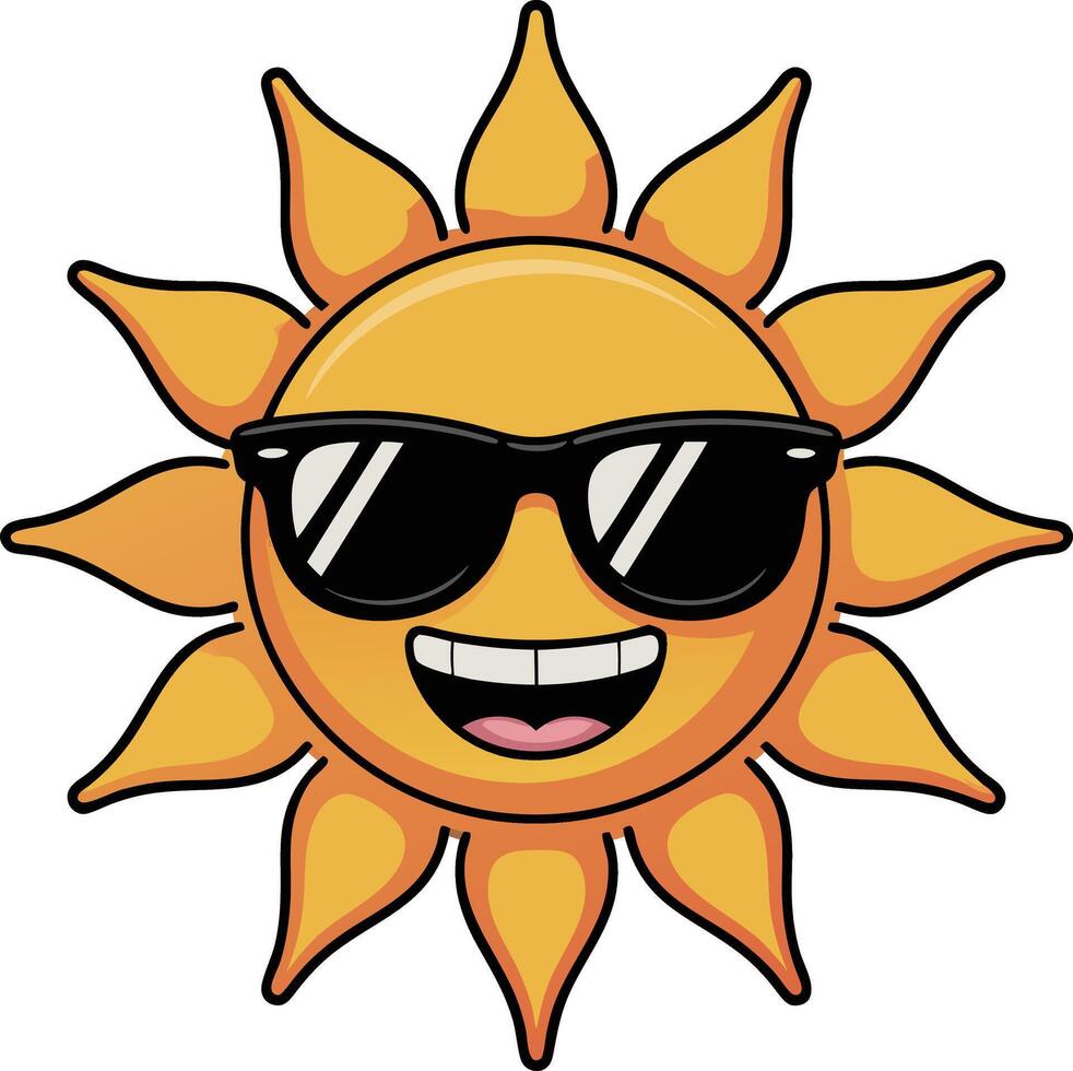Sun with sunglasses vector
