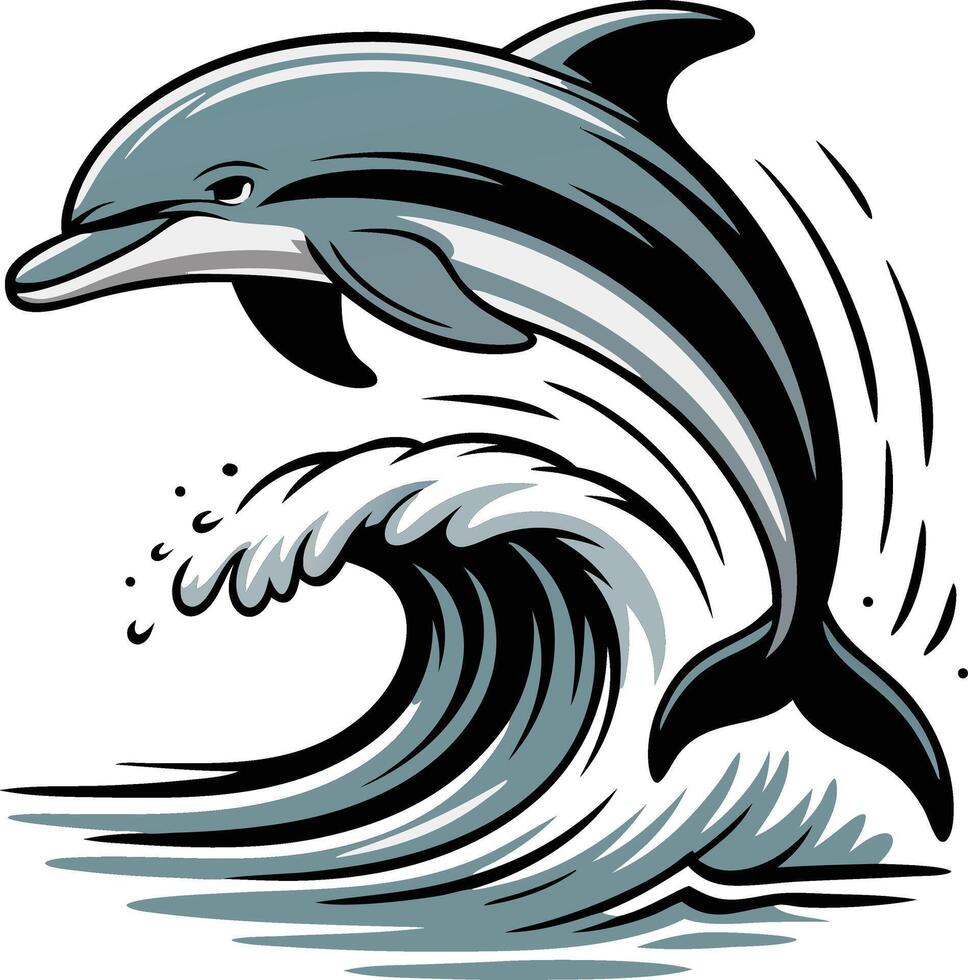 Dolphin jumping over wave vector