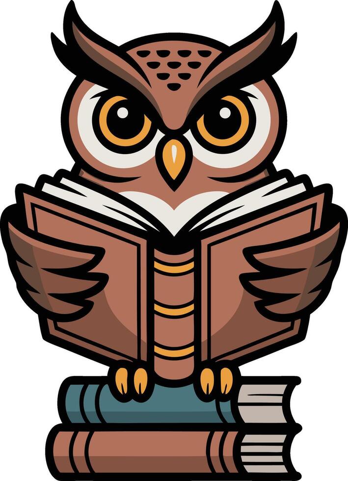 Owl reading book clipart vector