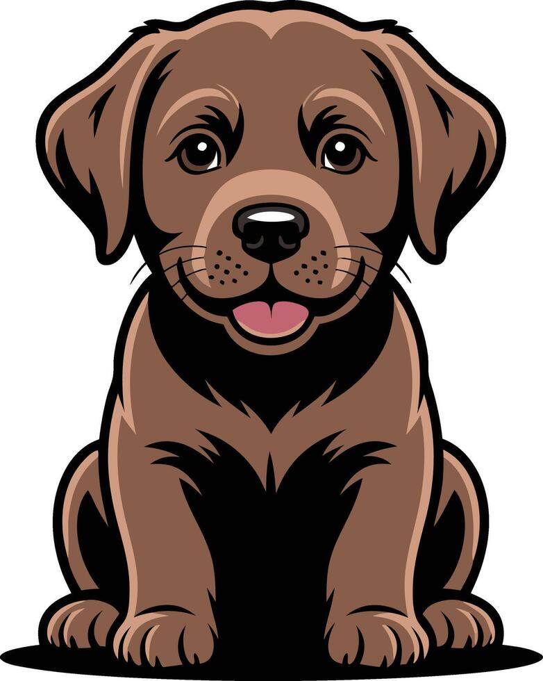A cartoon brown dog sitting down on a white background vector