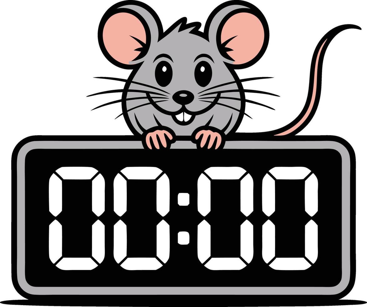 Mouse on a clock vector
