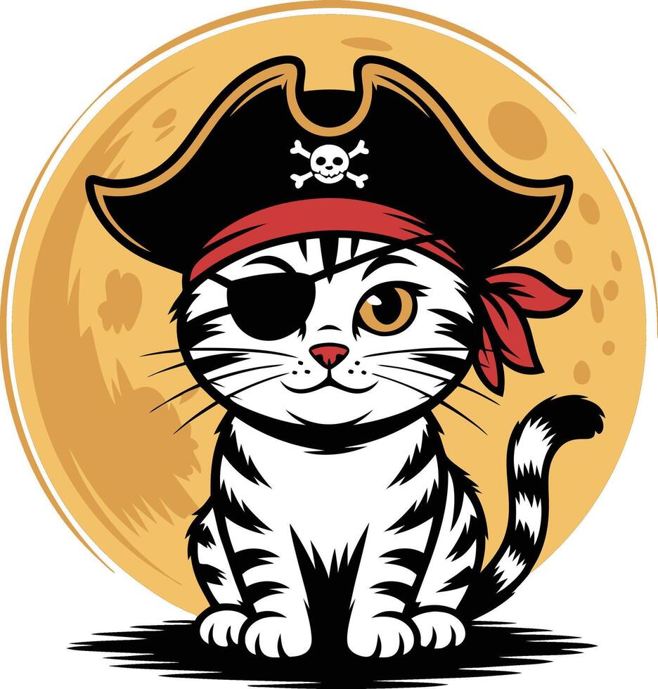 A cartoon cat in a pirate hat vector