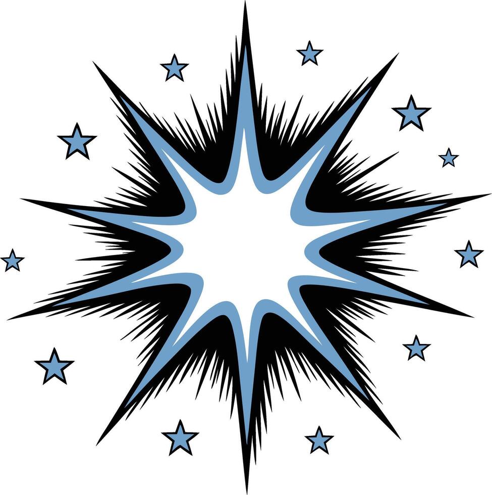 A blue star burst with stars on a white background vector
