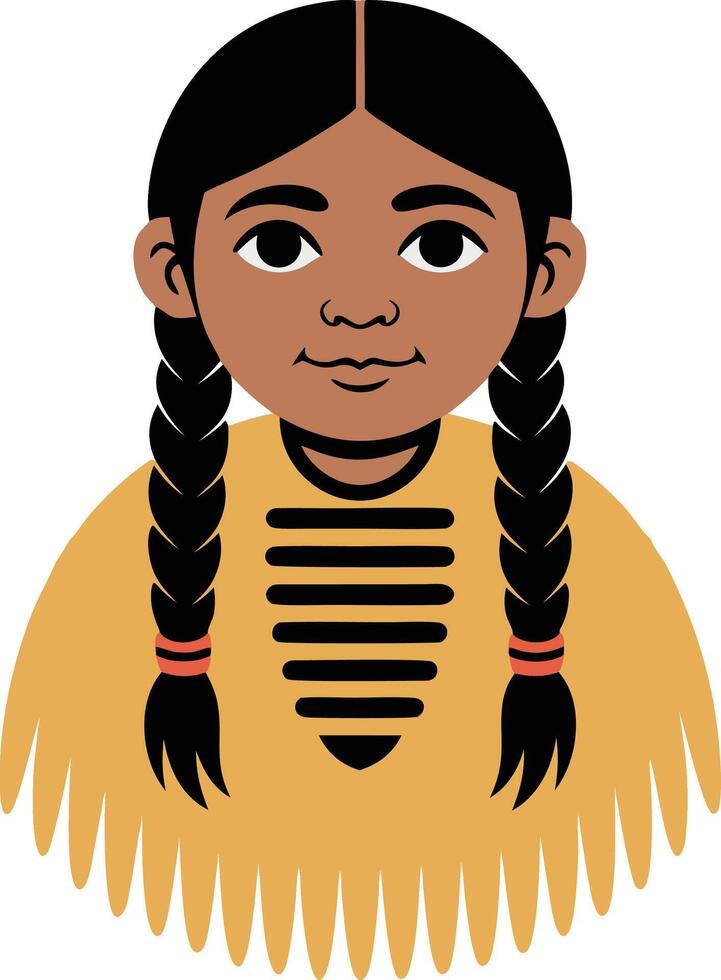 An illustration of a native american girl vector