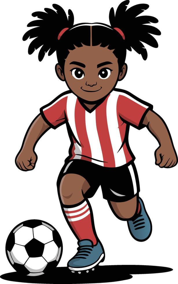 A cartoon girl soccer player with a ball vector