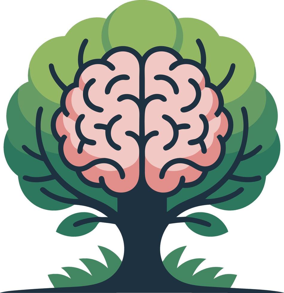 A tree with a brain in it vector