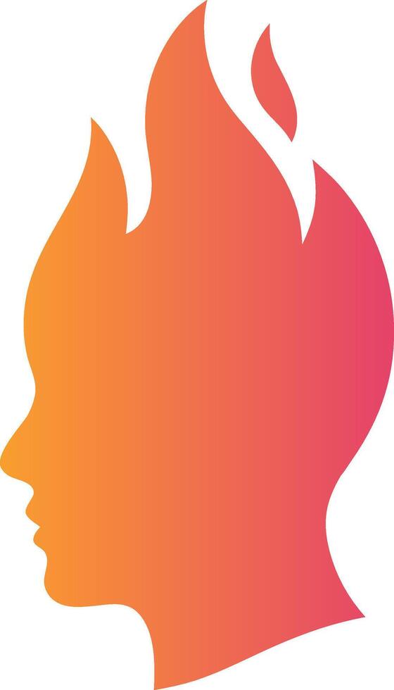 A woman's head with flames on it vector