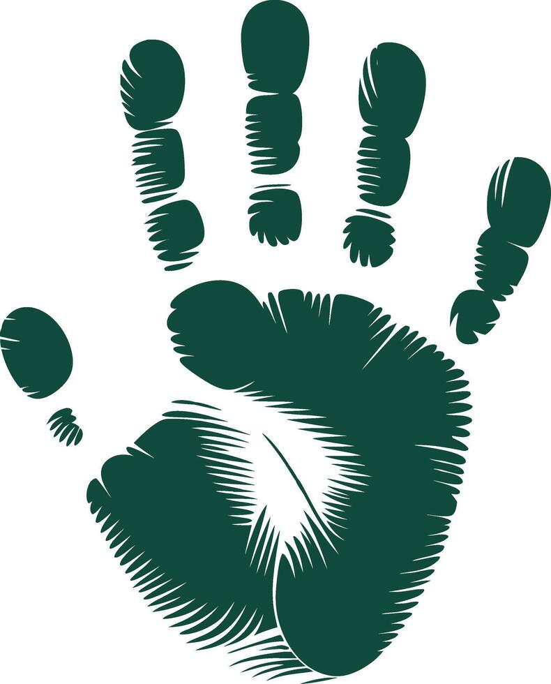 A green hand print on a white background vector