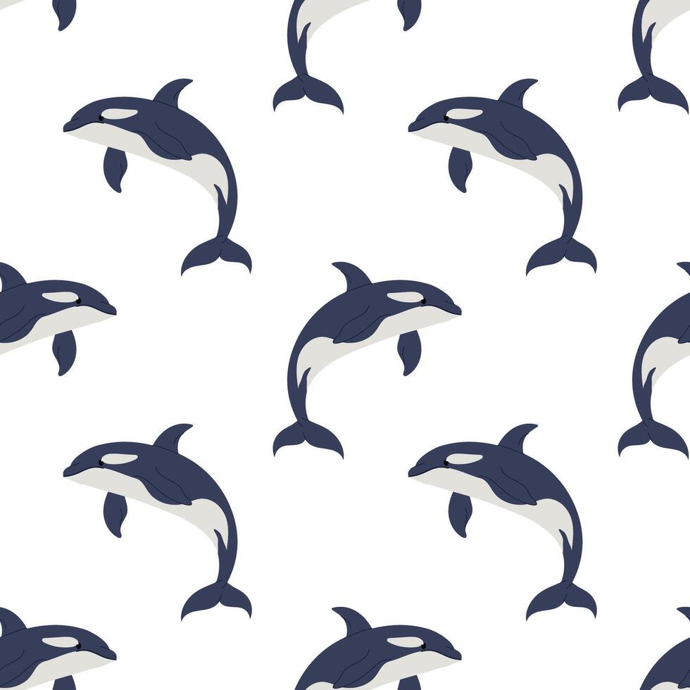 Seamless pattern with killer whale on white background. For sea or oceanic themes, packaging and textile designs vector