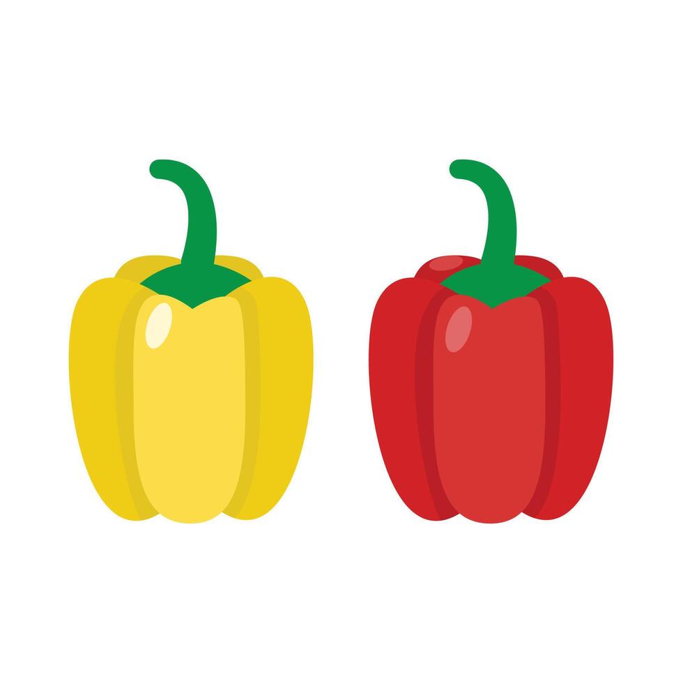 Red and yellow peppers isolated on a white background vector
