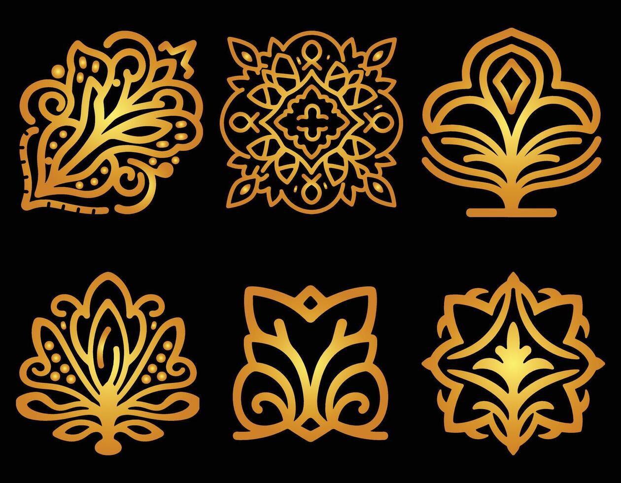 Gold Luxury retro ornament Patterns Design vector