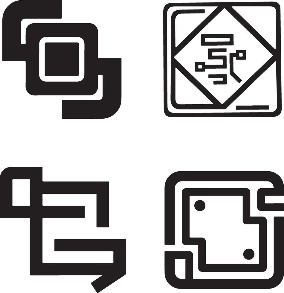 Black and white geometric shapes for technology or futuristic design vector