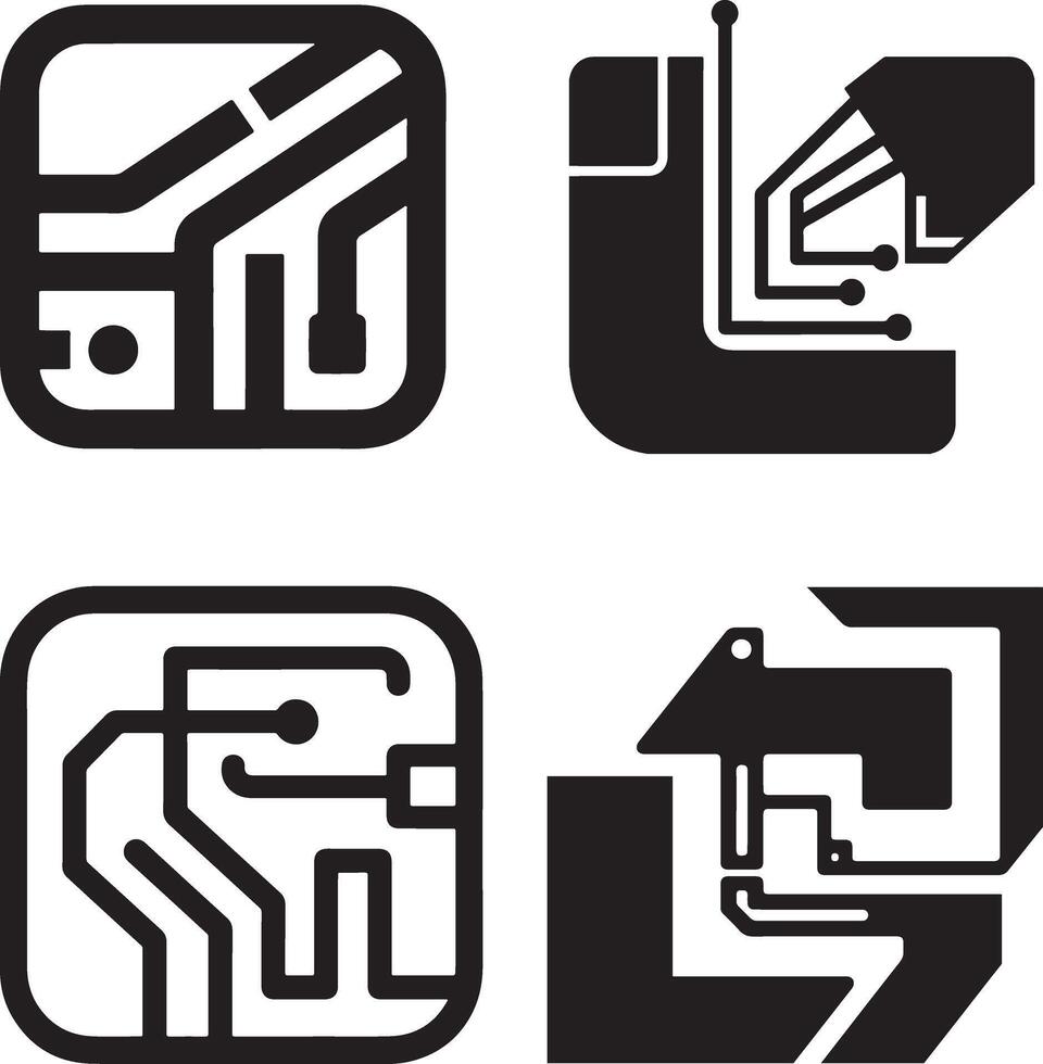 Abstract black and white geometric shapes for technology or futuristic design vector