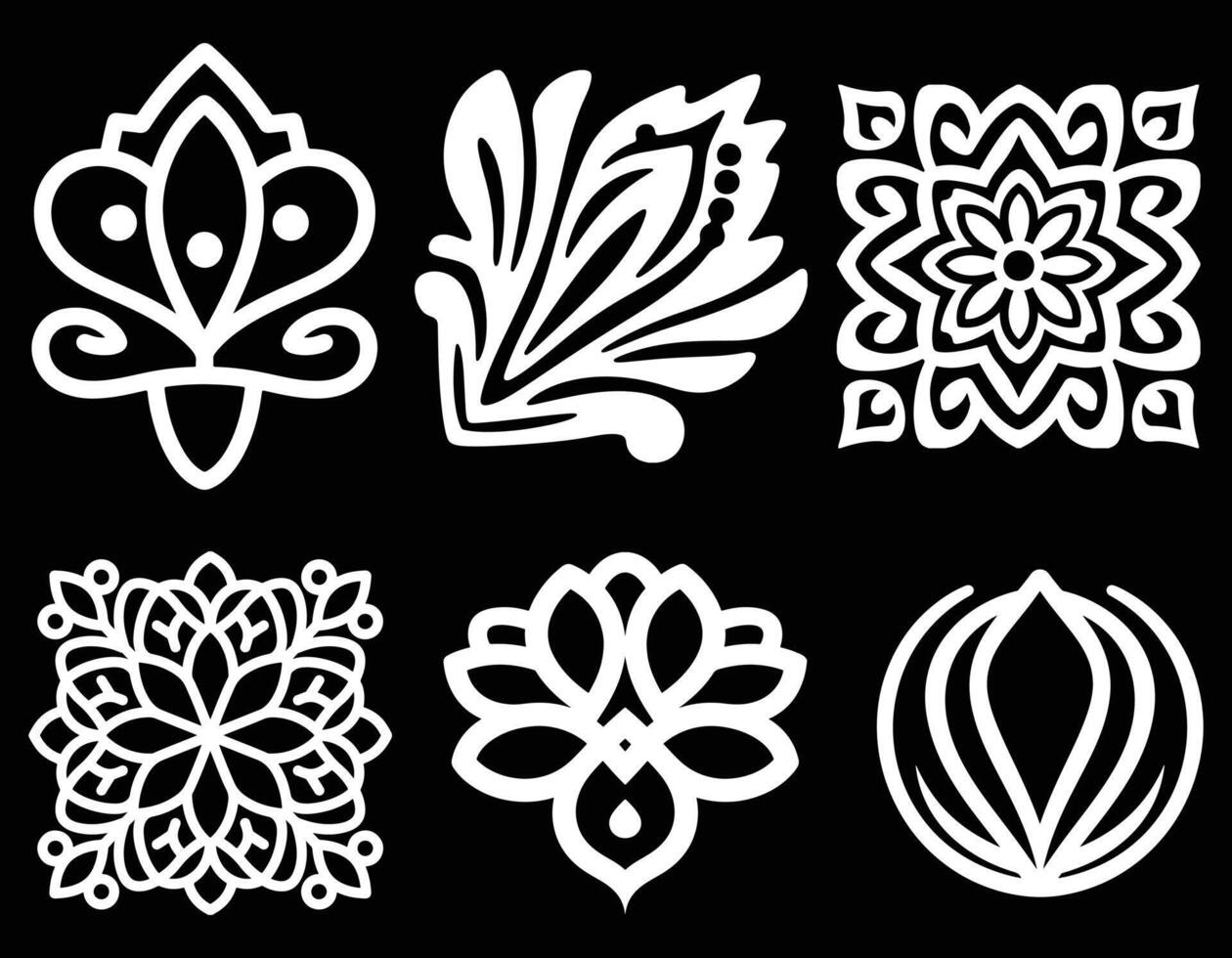 Set of Decorative, Ornate Floral and Geometric Patterns vector