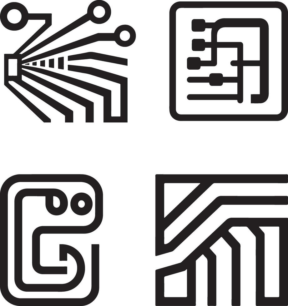 Black and white geometric Icon for technology or futuristic design vector