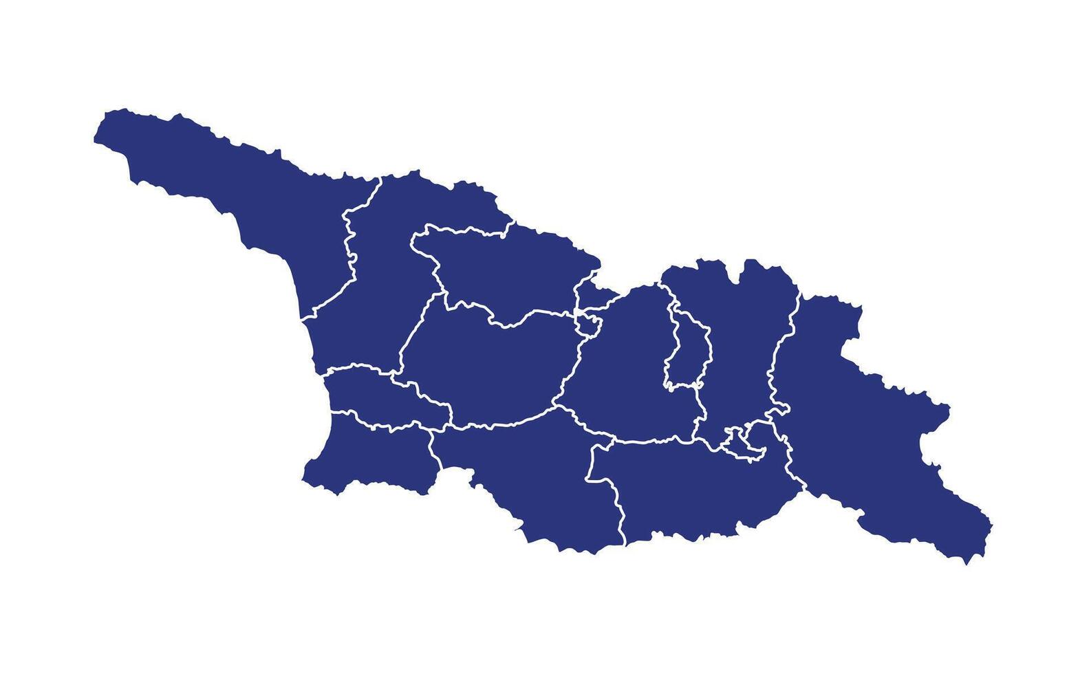 Georgia Map Blue Administrative White Isolated Background vector