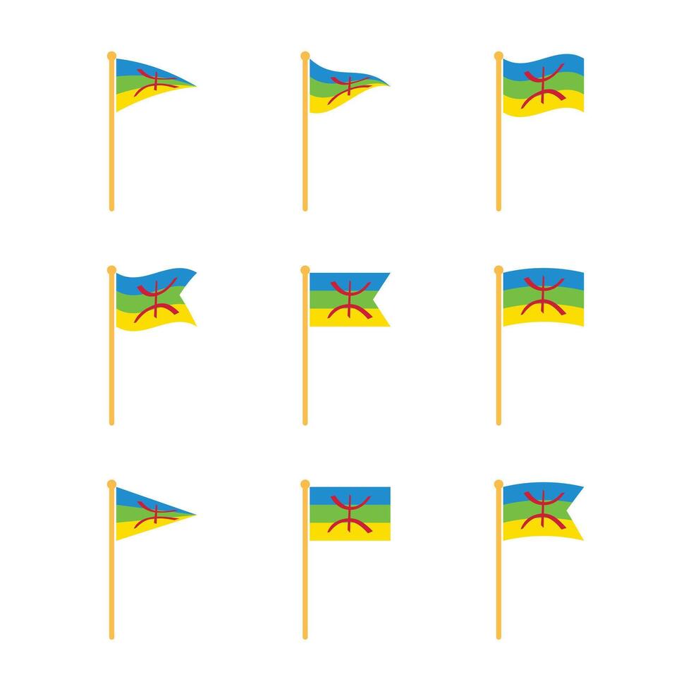 Set Pole Berber Flag Waving vector