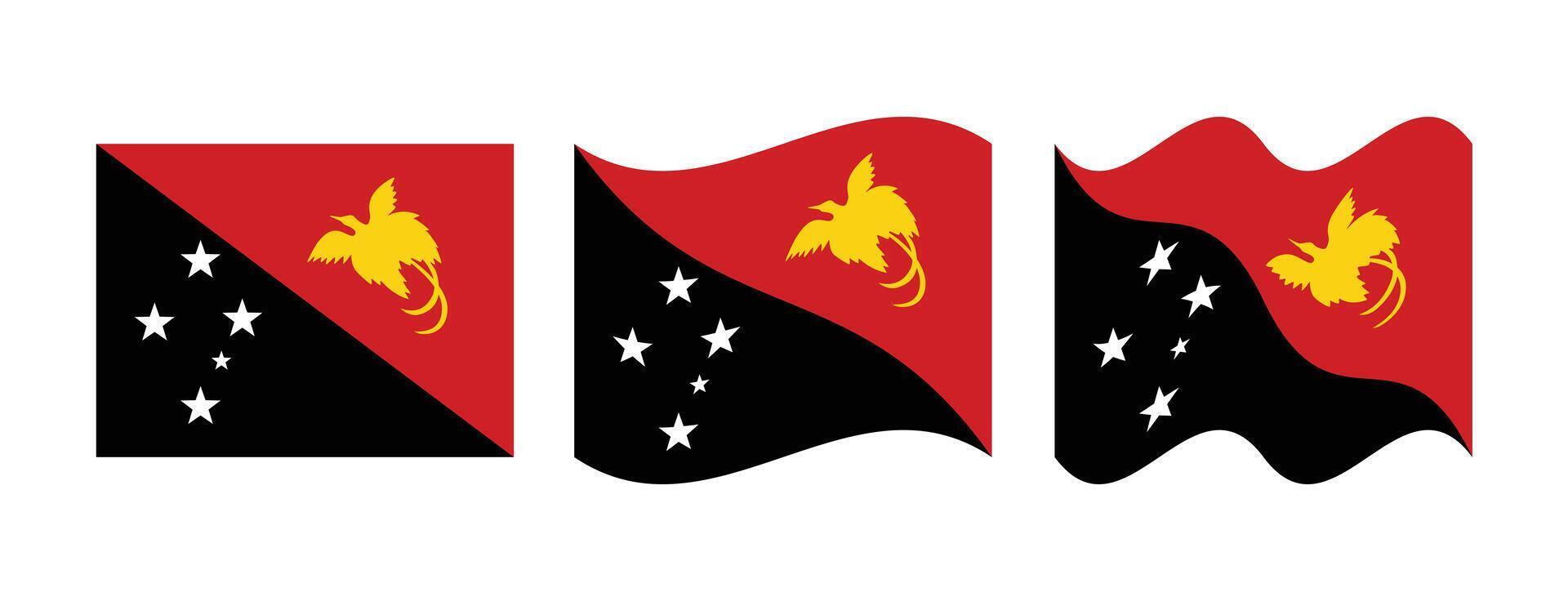 Set Papua New Guinea Flag Waving vector