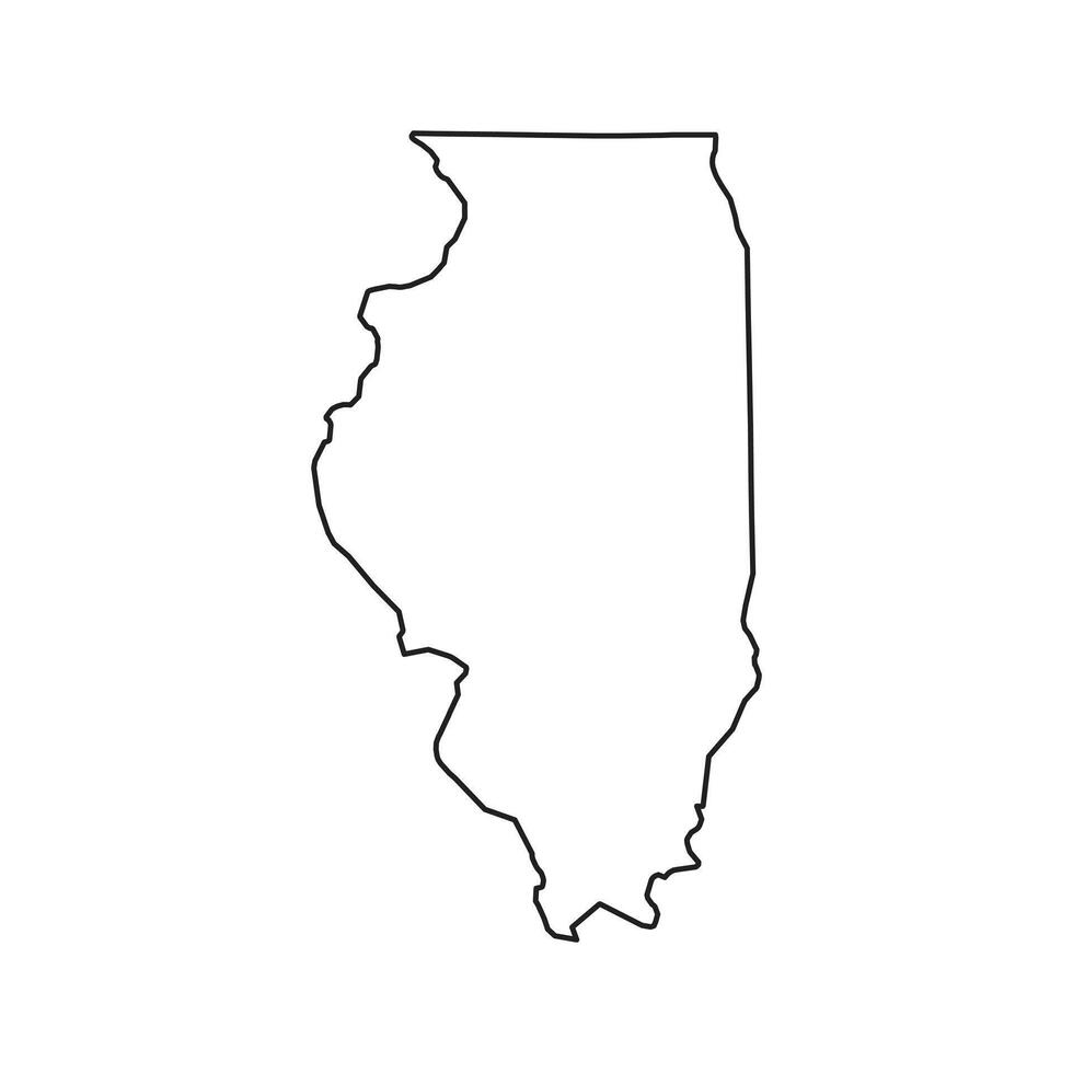 Illinois Outline Map White Isolated Background vector