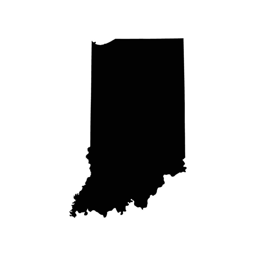 Indiana Black Map White Background vector