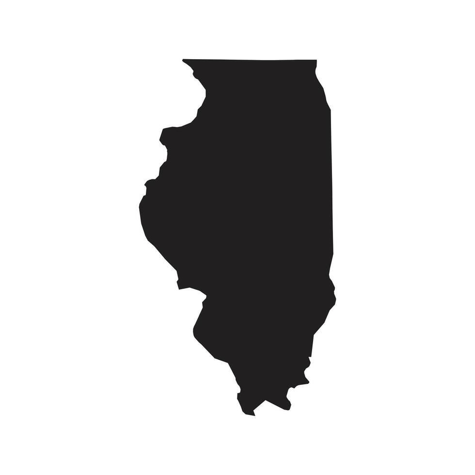 Illinois Black Map White Isolated Background vector