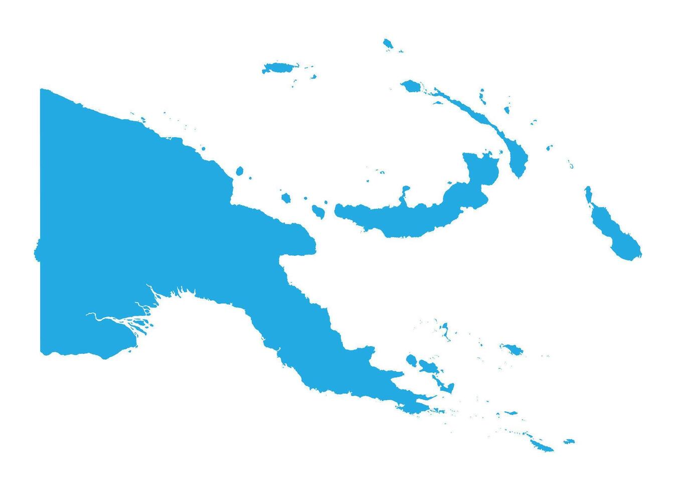 Papua New Guinea Blue Map White Background HD vector