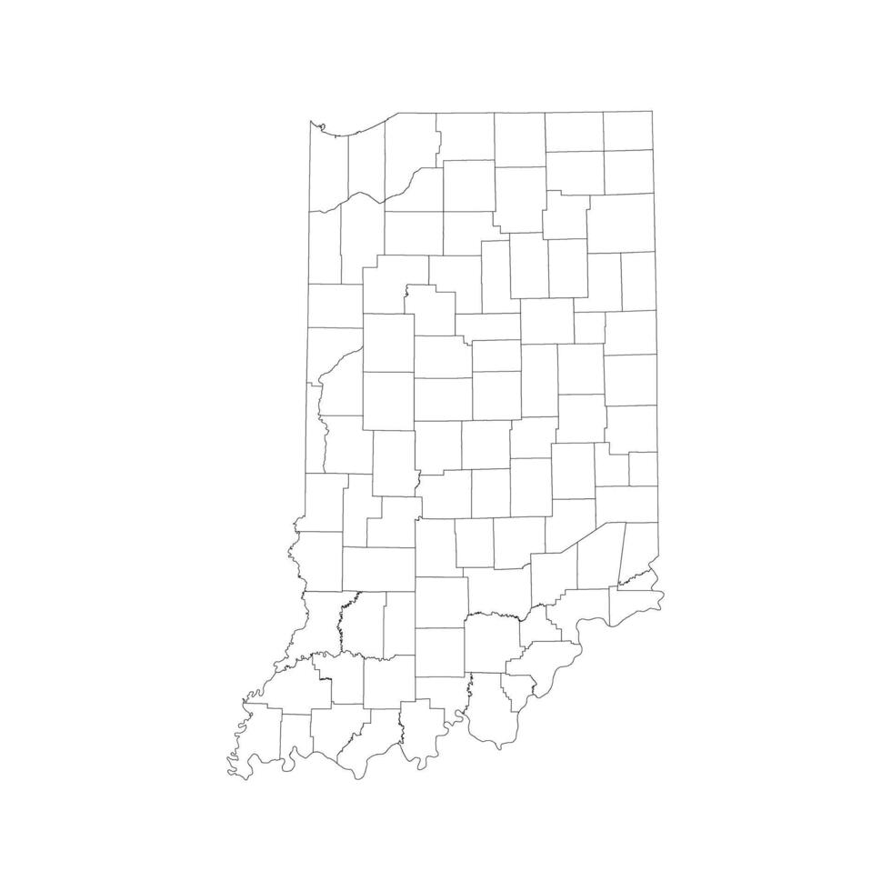 Indiana Outlines Administrative Map White Background vector