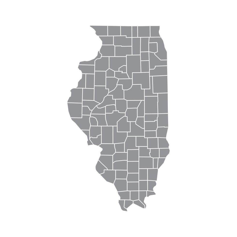 Illinois Grey Administrative Map White Isolated Background vector