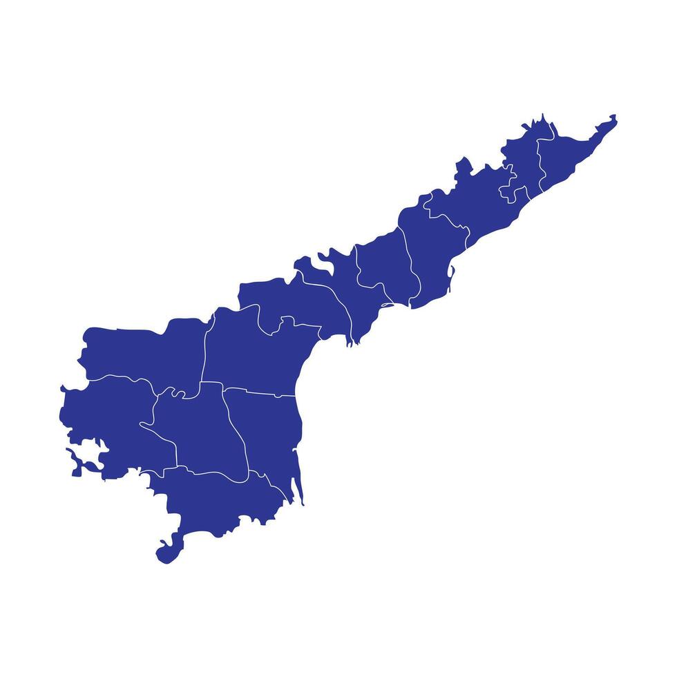 Andhra Pradesh Blue Administrative Map vector