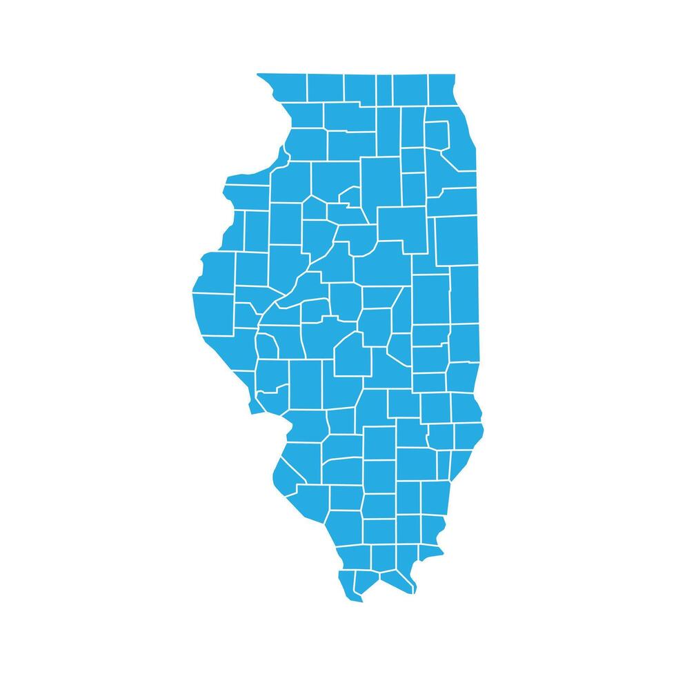 Illinois Blue Administrative Map White Isolated Background vector