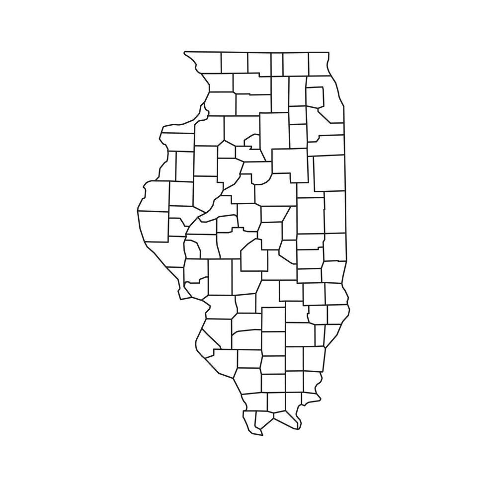 Illinois Outline Administrative Map White Isolated Background vector