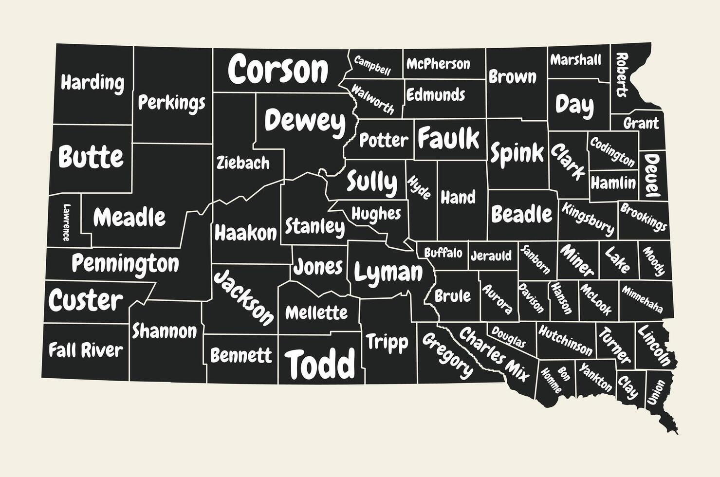 South Dakota Poster Geographic Themes Map vector