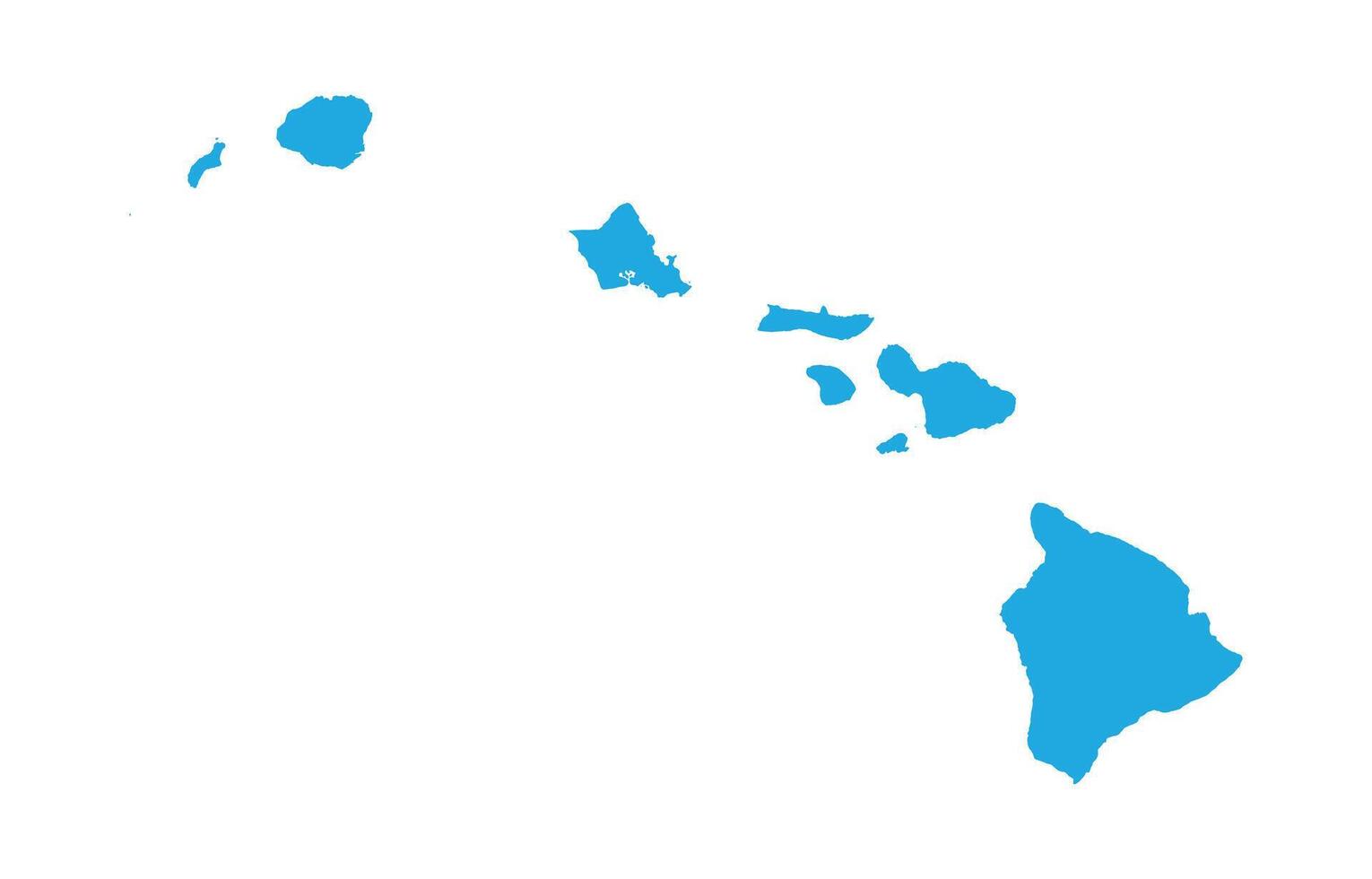 Hawaii Blue Map White Isolated Background vector