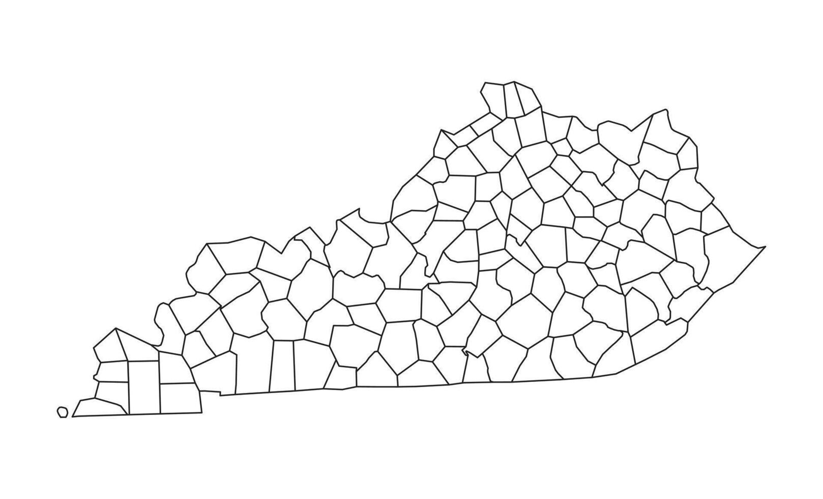 Kentucky Outlines Administrative Map White Isolated Background vector