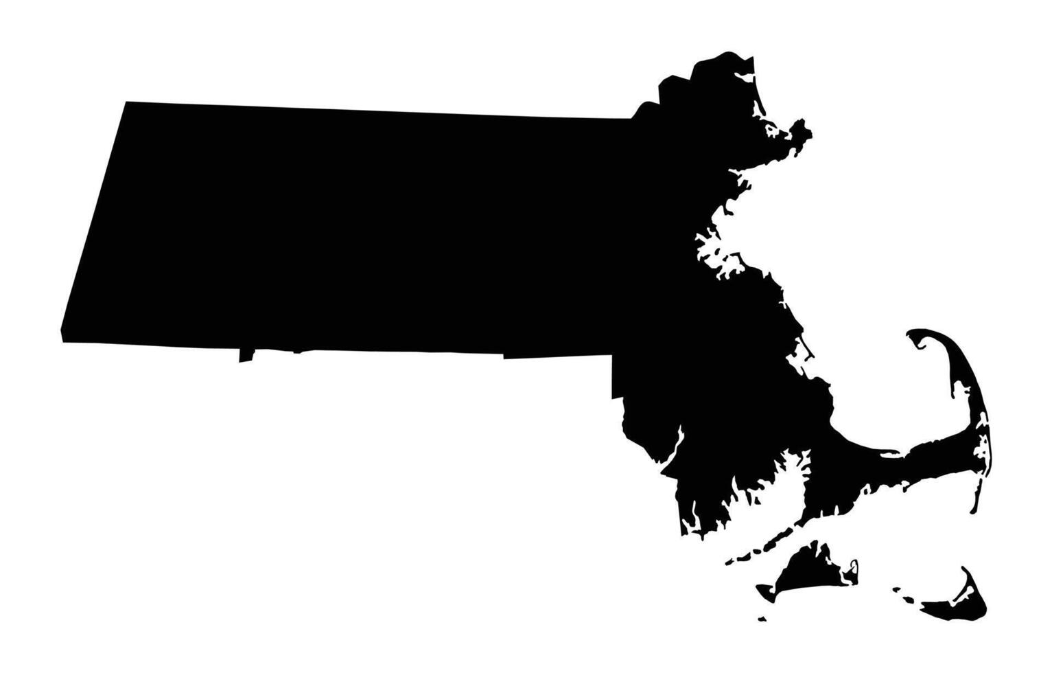Massachusetts Black Map vector